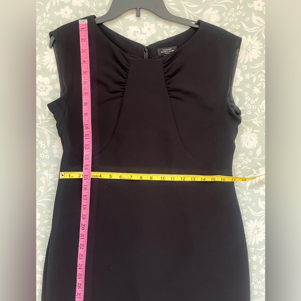 Tahari ASL Black Sheath Midi Dress Size 10P EUC - Picture 8 of 13